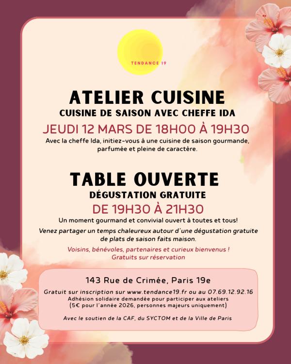 sortie à PARIS 19, Paris. ATELIERS CUISINE D’HIVER Sortir à PARIS 19(Paris). PARIS 19.