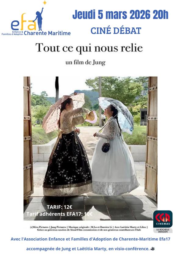 sortie à LA ROCHELLE, Charente Maritime. CINÉ-DÉBAT "TOUT CE QUI NOUS RELIE" DOCUMENTAIRE Sortir à LA ROCHELLE(Charente Maritime). LA ROCHELLE.