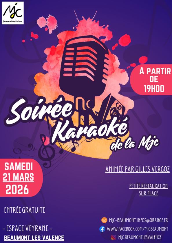 sortie à BEAUMONT LES VALENCE, Drôme. SOIRÉE KARAOKÉ Sortir à BEAUMONT LES VALENCE(Drôme). BEAUMONT LES VALENCE.