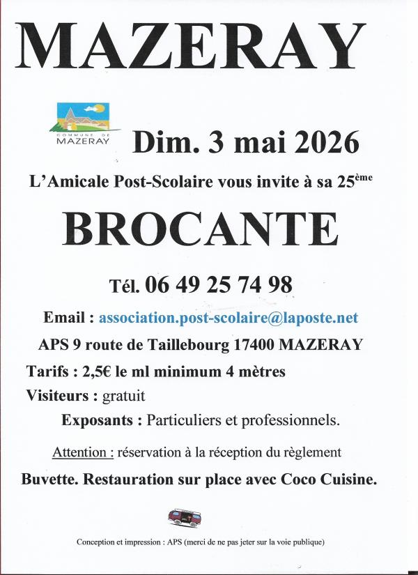 sortie à MAZERAY, Charente Maritime. FOIRE À LA BROQUANTE Sortir à MAZERAY(Charente Maritime). MAZERAY.