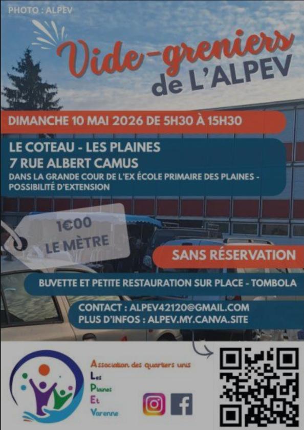 sortie à LE COTEAU, Loire. VIDE-GRENIERS DE L'ALPEV Sortir à LE COTEAU(Loire). LE COTEAU.