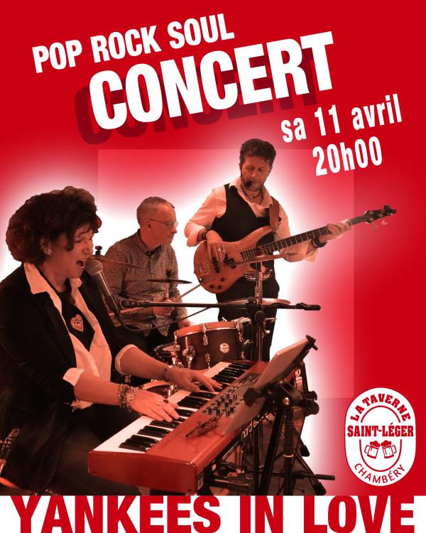 sortie à CHAMBERY, Savoie. CONCERT POP/ROCK/SOUL : YANKEES IN LOVE Sortir à CHAMBERY(Savoie). CHAMBERY.