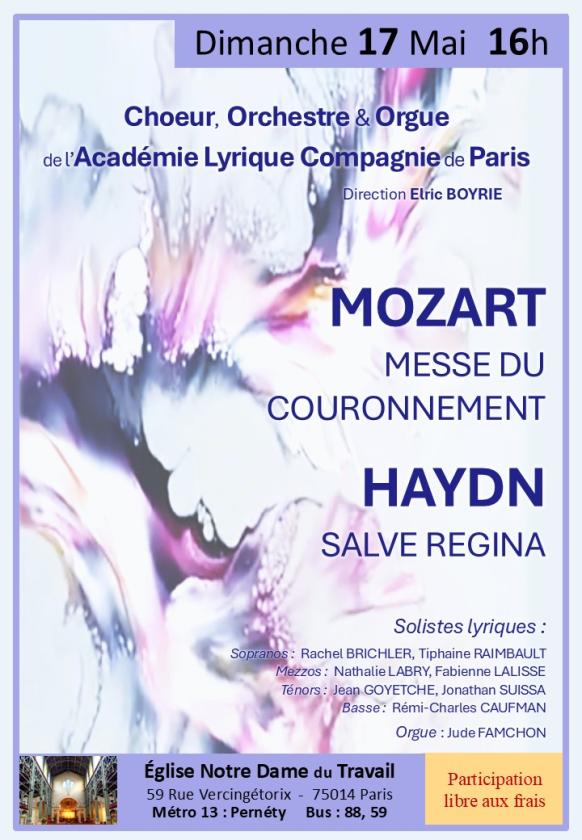 sortie à PARIS 14, Paris. MOZART : MESSE DU COURONNEMENT Sortir à PARIS 14(Paris). PARIS 14.