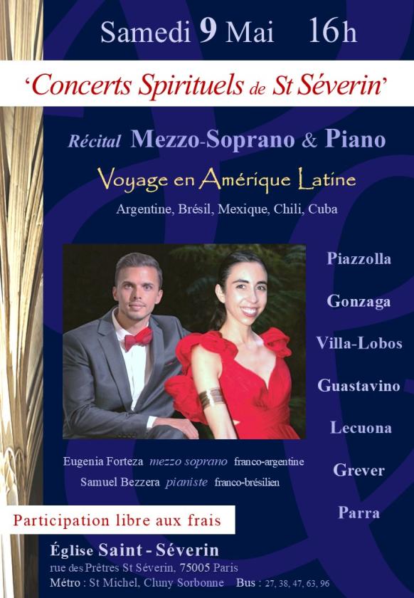 sortie à PARIS 05, Paris. VOYAGE EN AMÉRIQUE LATINE : RÉCITAL MEZZO-SOPRANO Sortir à PARIS 05(Paris). PARIS 05.