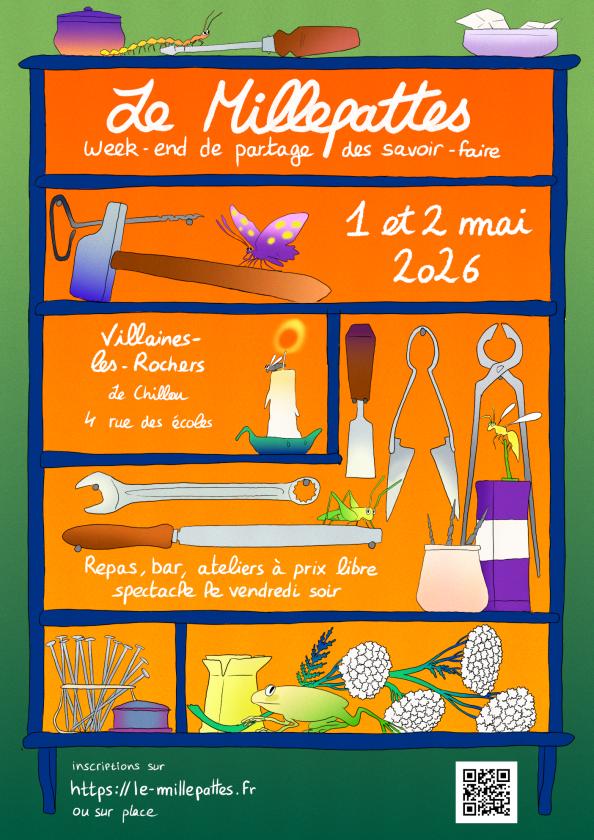 sortie à VILLAINES LES ROCHERS, Indre et Loire. MILLEPATTES Sortir à VILLAINES LES ROCHERS(Indre et Loire). VILLAINES LES ROCHERS.