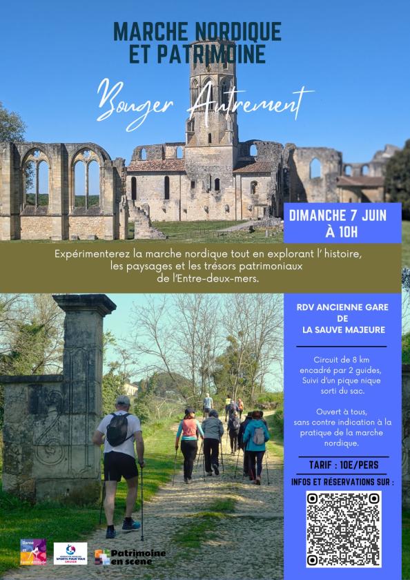 sortie à LA SAUVE, Gironde. MARCHE NORDIQUE ET PATRIMOINE Sortir à LA SAUVE(Gironde). LA SAUVE.