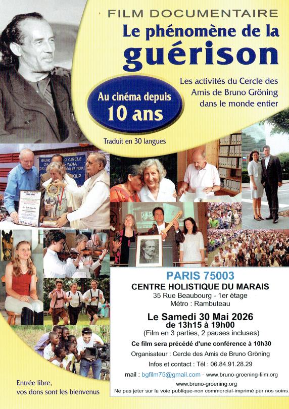 sortie à PARIS, Paris. FILM DOCUMENTAIRE : LE PHENOMENE DE LA GUERISON Sortir à PARIS(Paris). PARIS.