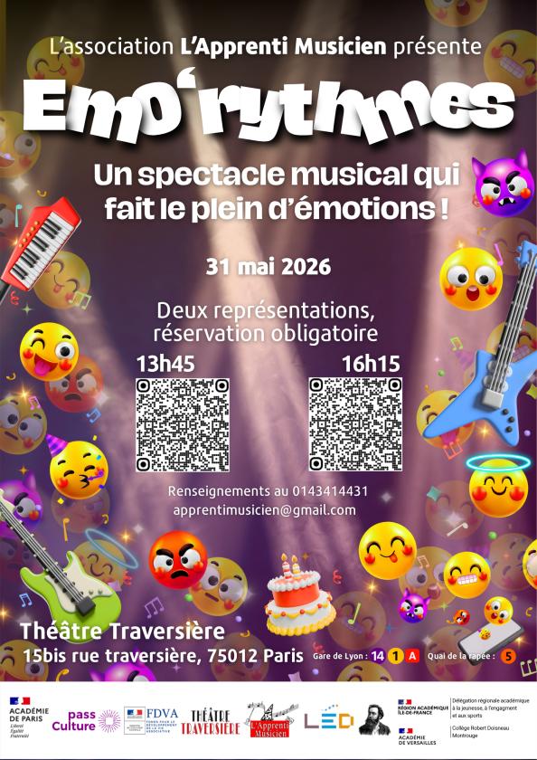 sortie à PARIS 12, Paris. CONCERT EMO'RYTHMES Sortir à PARIS 12(Paris). PARIS 12.