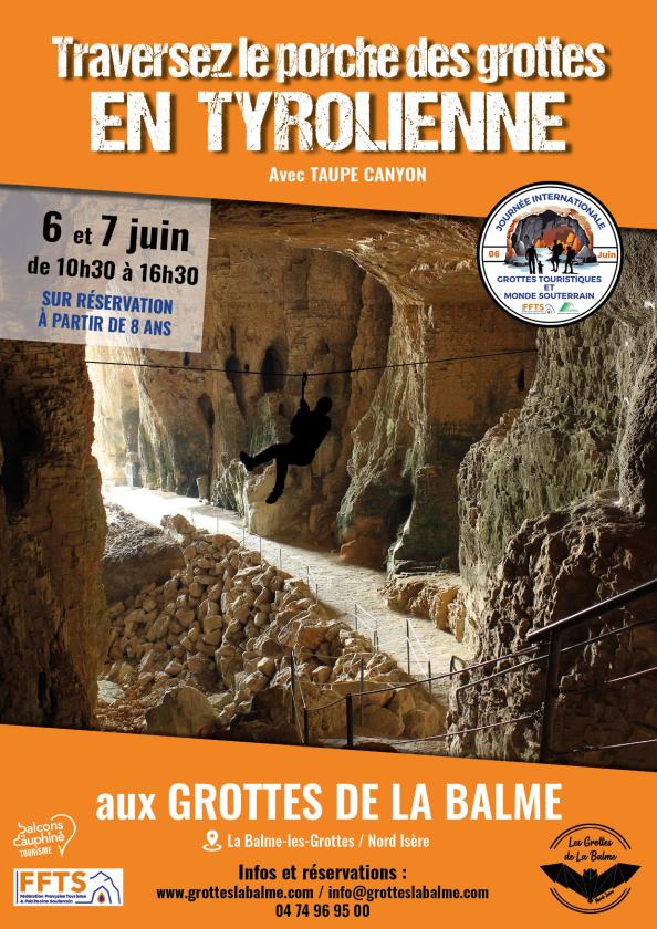 sortie à LA BALME LES GROTTES, Isère. TYROLIENNE AUX GROTTES DE LA BALME Sortir à LA BALME LES GROTTES(Isère). LA BALME LES GROTTES.