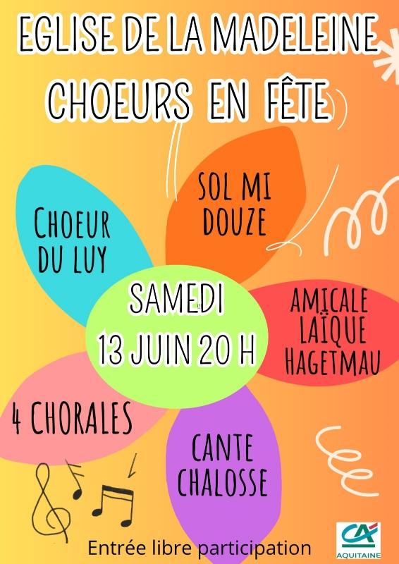 sortie à MONT DE MARSAN, Landes. CHOEURS EN FÊTE SAMEDI 13 JUIN 20H Sortir à MONT DE MARSAN(Landes). MONT DE MARSAN.