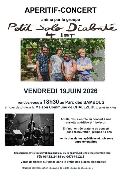 sortie à CHALEZEULE, Doubs. APÉRITIF-CONCERT AVEC LE PETIT SOLO DIABATÉ 4 TET Sortir à CHALEZEULE(Doubs). CHALEZEULE.