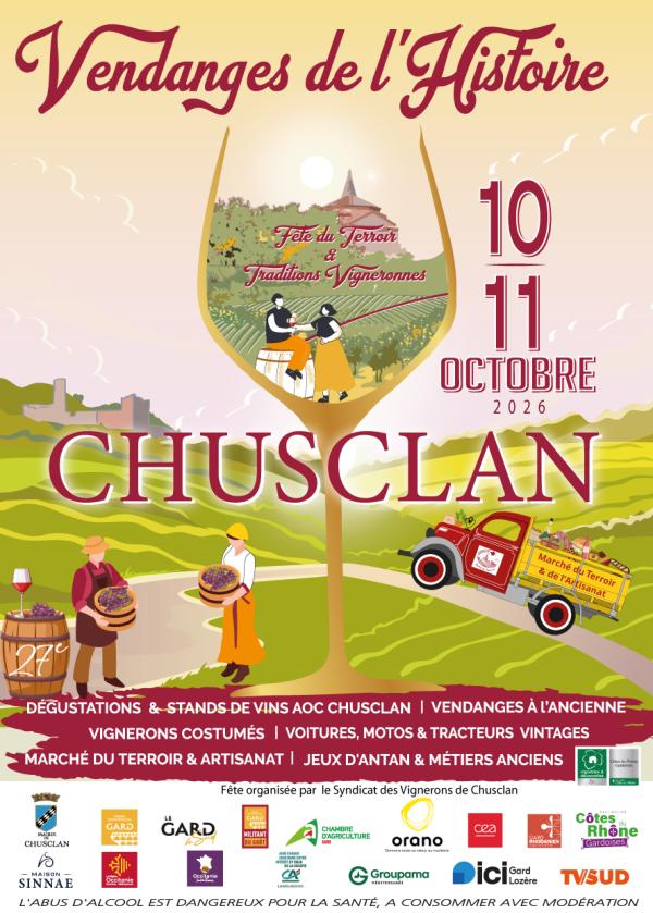 sortie à CHUSCLAN, Gard. LES VENDANGES DE L'HISTOIRE Sortir à CHUSCLAN(Gard). CHUSCLAN.