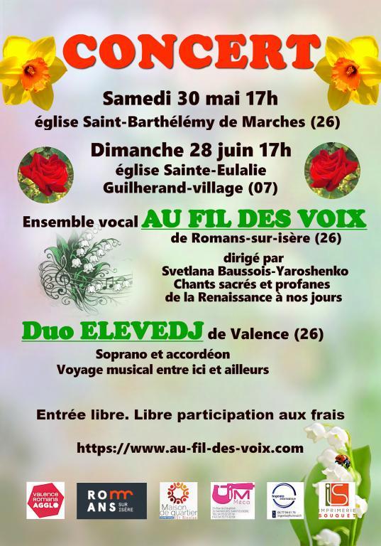 sortie à GUILHERAND GRANGES, Ardèche. CONCERT CHORAL Sortir à GUILHERAND GRANGES(Ardèche). GUILHERAND GRANGES.