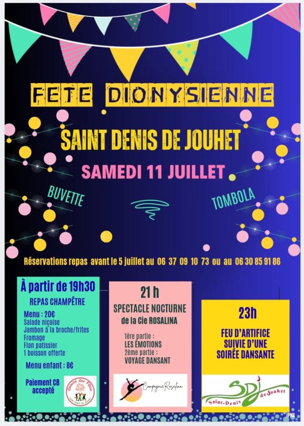sortie à ST DENIS DE JOUHET, Indre. FÊTE DIONYSIENNE Sortir à ST DENIS DE JOUHET(Indre). ST DENIS DE JOUHET.