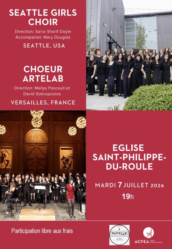 sortie à PARIS 08, Paris. CONCERT DU SEATTLE GIRLS CHOIR – TOURNÉE I Sortir à PARIS 08(Paris). PARIS 08.
