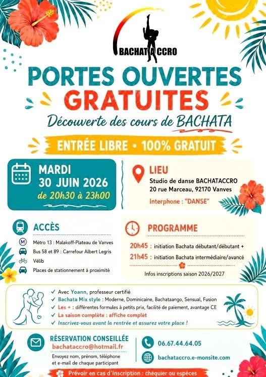 sortie à VANVES, Hauts de Seine. JOURNÉE PORTES OUVERTES DE BACHATACCRO Sortir à VANVES(Hauts de Seine). VANVES.