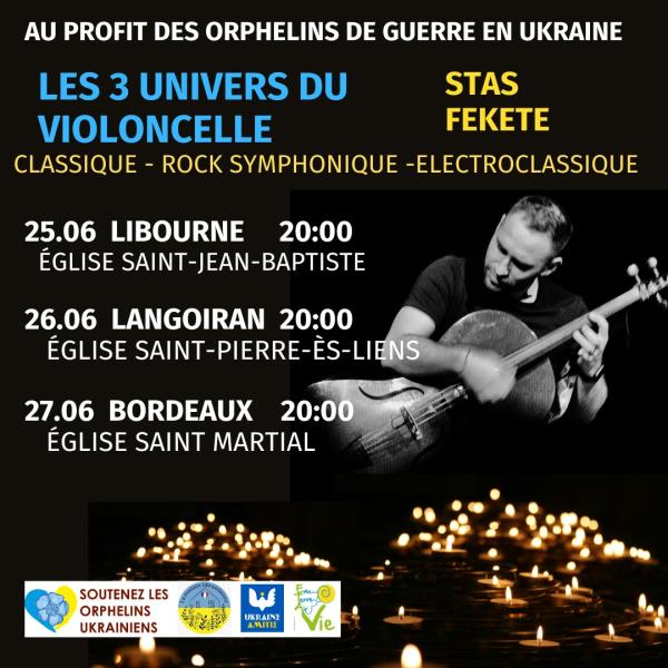 sortie à LIBOURNE, Gironde. CONCERT VIOLONCELLE STAS FEKETE - 25/06 LIBOURNE Sortir à LIBOURNE(Gironde). LIBOURNE.