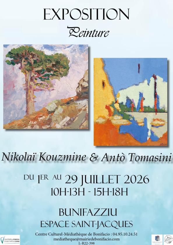 sortie à BONIFACIO, Corse. EXPOSITION DE PEINTURES DE N. KOUZMINE/A. TOMASINI Sortir à BONIFACIO(Corse). BONIFACIO.