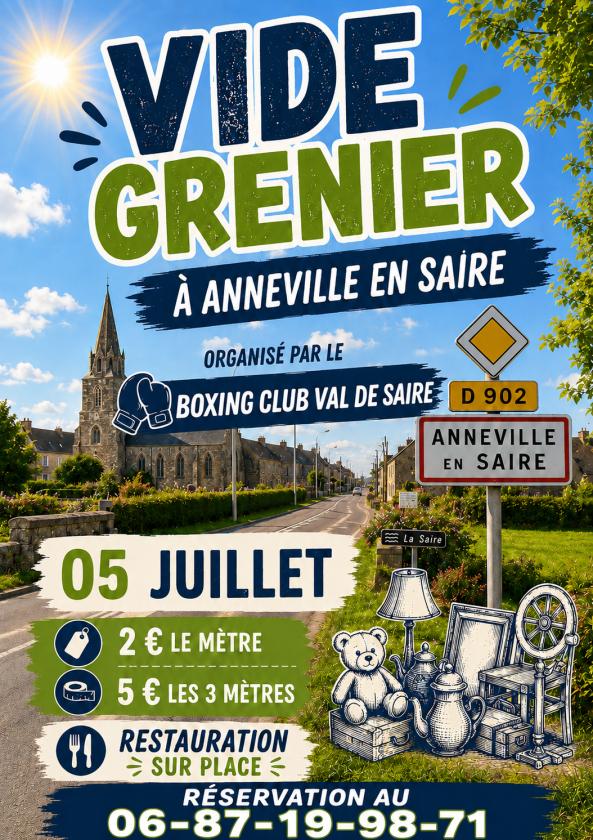 sortie à ANNEVILLE EN SAIRE, Manche. VIDE GRENIER Sortir à ANNEVILLE EN SAIRE(Manche). ANNEVILLE EN SAIRE.