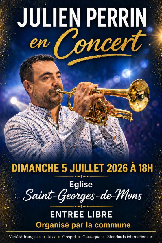 sortie à ST GEORGES DE MONS, Puy de Dôme. CONCERT JULIEN PERRIN Sortir à ST GEORGES DE MONS(Puy de Dôme). ST GEORGES DE MONS.