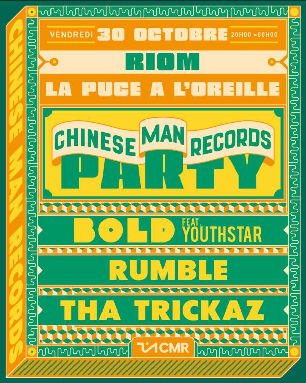 sortie à RIOM, Puy de Dôme. CHINESE MAN RECORDS PARTY Sortir à RIOM(Puy de Dôme). RIOM.