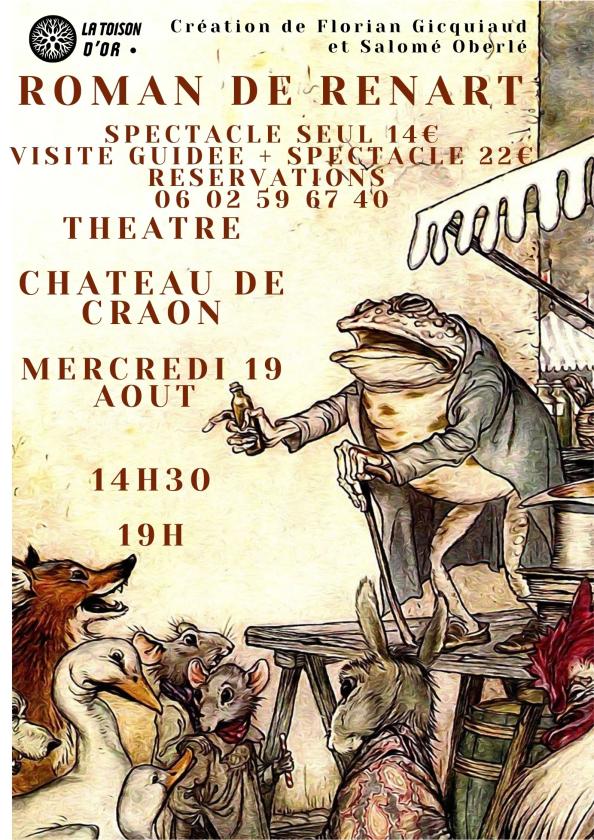 sortie à CRAON, Mayenne. ROMAN DE RENART, SPECTACLE SOLO Sortir à CRAON(Mayenne). CRAON.