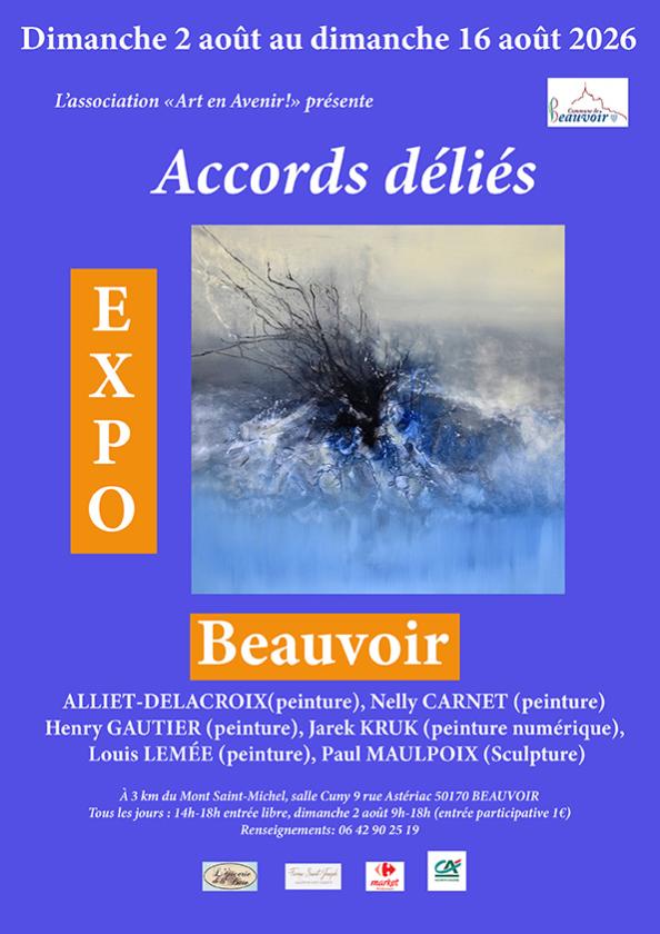 sortie à BEAUVOIR, Manche. EXPOSITION VENTE PEINTURES, SCULTURES, AQUARELLES Sortir à BEAUVOIR(Manche). BEAUVOIR.