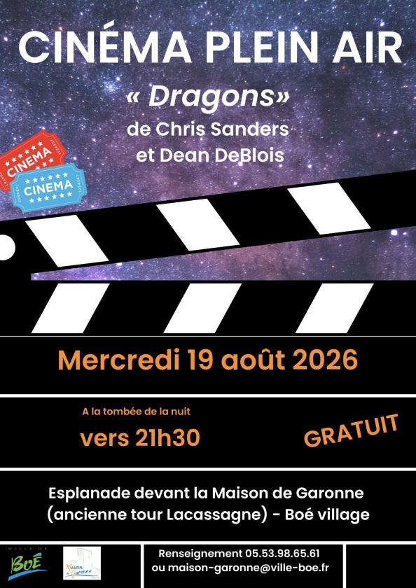sortie à BOE, Lot et Garonne. MAISON DE GARONNE : CINÉMA EN PLEIN AIR Sortir à BOE(Lot et Garonne). BOE.