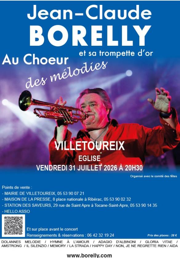 sortie à VILLETOUREIX, Dordogne. JEAN-CLAUDE BORELLY ET SA TROMPETTE À VILLETOUREIX Sortir à VILLETOUREIX(Dordogne). VILLETOUREIX.