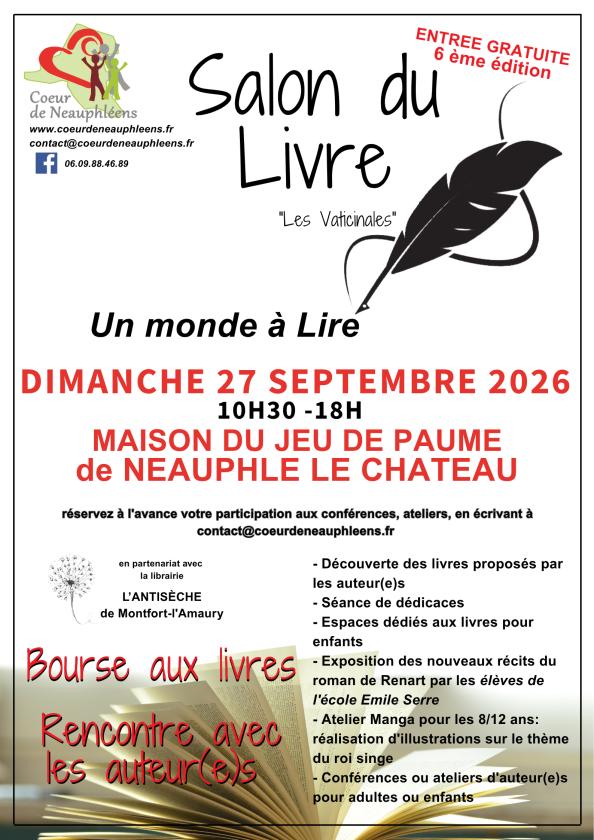sortie à NEAUPHLE LE CHATEAU, Yvelines. SALON DU LIVRE Sortir à NEAUPHLE LE CHATEAU(Yvelines). NEAUPHLE LE CHATEAU.