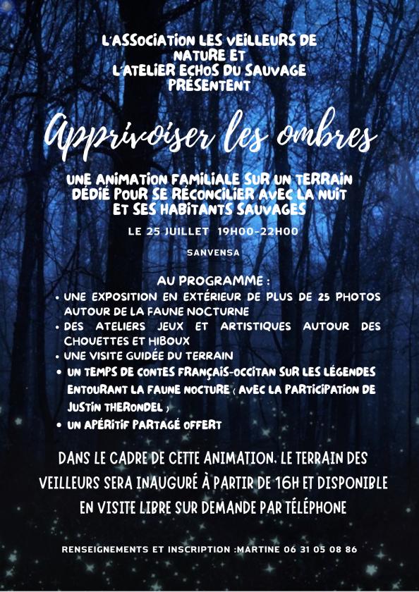 sortie à SANVENSA, Aveyron. SOIRÉE FAMILIALE "APRIVOISER LES OMBRES" Sortir à SANVENSA(Aveyron). SANVENSA.