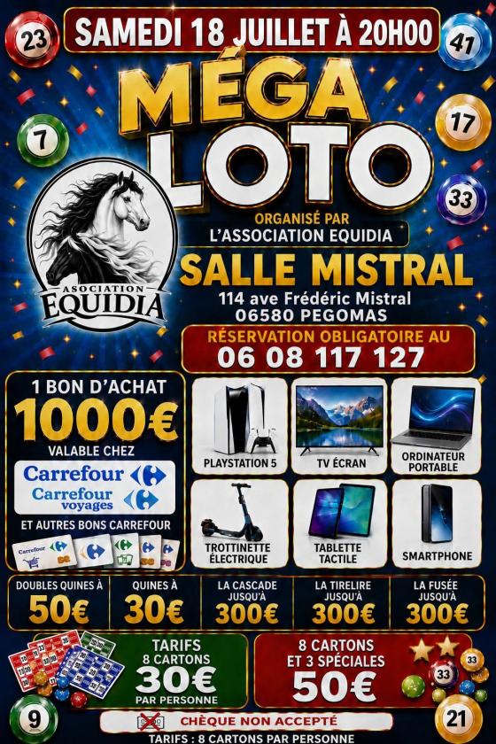 sortie à PEGOMAS, Alpes Maritimes. MÉGA LOTO AVEC SUPERBE LOTS À PÉGOMAS Sortir à PEGOMAS(Alpes Maritimes). PEGOMAS.