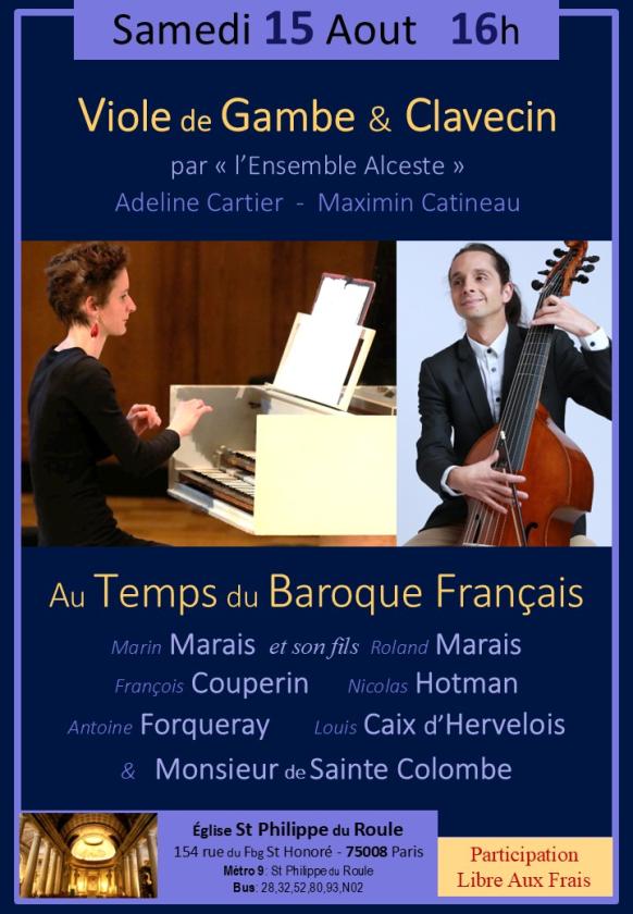 sortie à PARIS 08, Paris. VIOLE GAMBE & CLAVECIN : AU TEMPS DU BAROQUE FRANÇ Sortir à PARIS 08(Paris). PARIS 08.