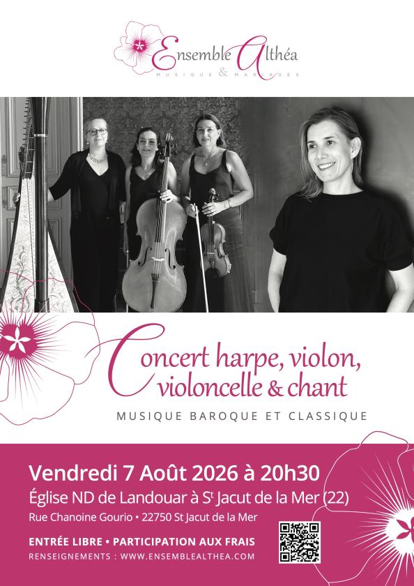 sortie à ST JACUT DE LA MER, Côtes d'Armor. CONCERT HARPE VIOLON VIOLONCELLE ET CHANT Sortir à ST JACUT DE LA MER(Côtes d'Armor). ST JACUT DE LA MER.