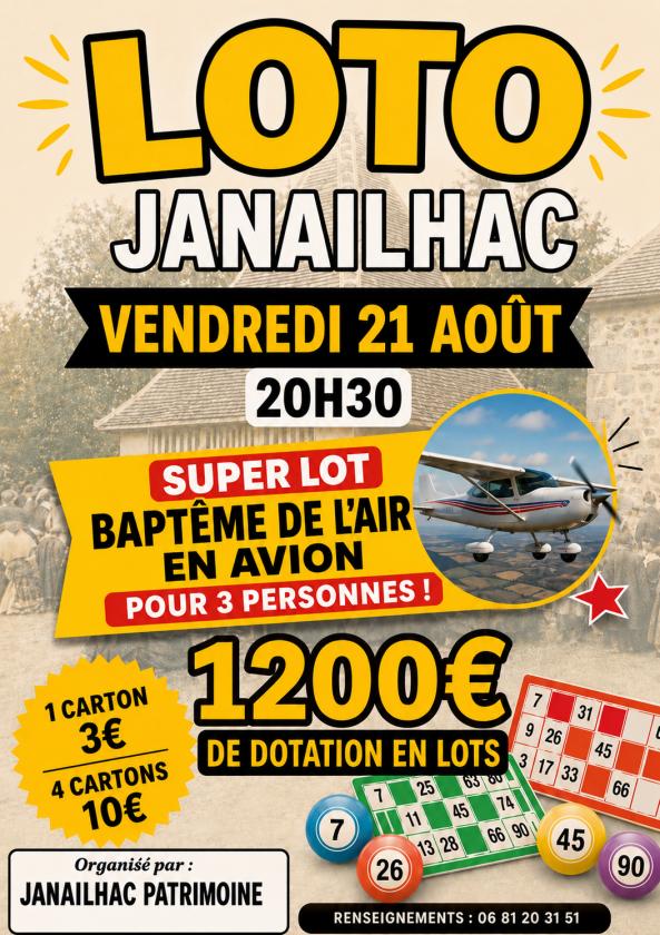 sortie à JANAILHAC, Haute Vienne. LOTO Sortir à JANAILHAC(Haute Vienne). JANAILHAC.