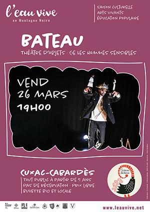 sortie à CUXAC CABARDES, Aude. BATEAU-THÉÂTRE D’OBJETS CIE LES HOMMES SENSIBLES Sortir à CUXAC CABARDES(Aude). CUXAC CABARDES.