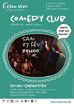 sortie à CUXAC CABARDES, Aude. COMEDY CLUB - ANAÏS KLEIN (LA DATE DES JEUNES!) Sortir à CUXAC CABARDES(Aude). CUXAC CABARDES.