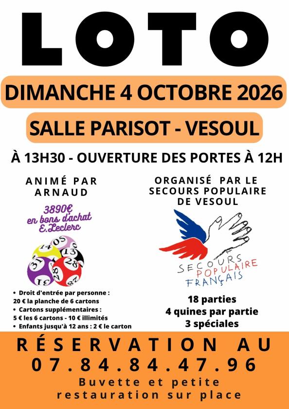 sortie à VESOUL, Haute Saône. LOTO SOLIDAIRE Sortir à VESOUL(Haute Saône). VESOUL.