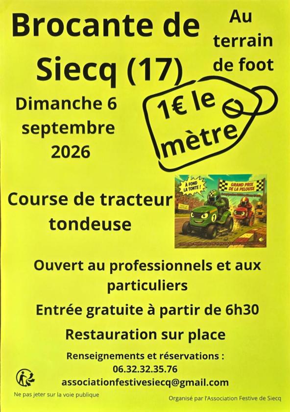sortie à SIECQ, Charente Maritime. BROCANTE DE SIECQ Sortir à SIECQ(Charente Maritime). SIECQ.