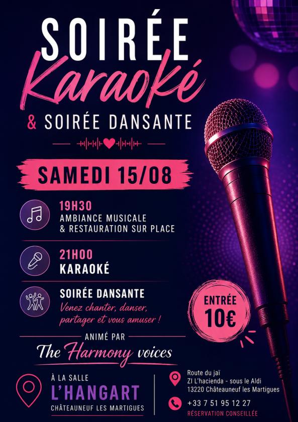 sortie à CHATEAUNEUF LES MARTIGUES, Bouches du Rhône. SOIRÉE KARAOKÉ À CHÂTEAUNEUF-LES-MARTIGUES Sortir à CHATEAUNEUF LES MARTIGUES(Bouches du Rhône). CHATEAUNEUF LES MARTIGUES.