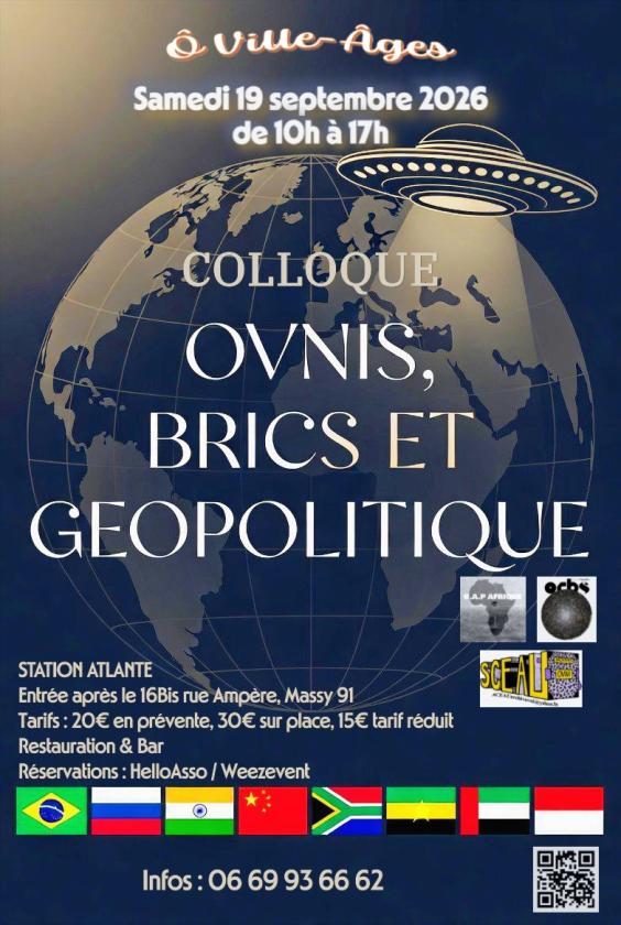 sortie à MASSY, Essonne. COLLOQUE OVNIS, BRICS ET GEOPOLITIQUE LE 19/09 Sortir à MASSY(Essonne). MASSY.