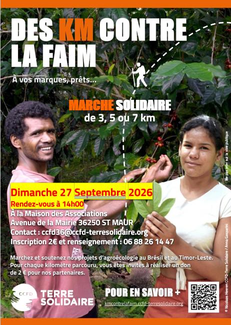 sortie à ST MAUR, Indre. KM CONTRE LA FAIM - MARCHE SOLIDAIRE 2026 Sortir à ST MAUR(Indre). ST MAUR.