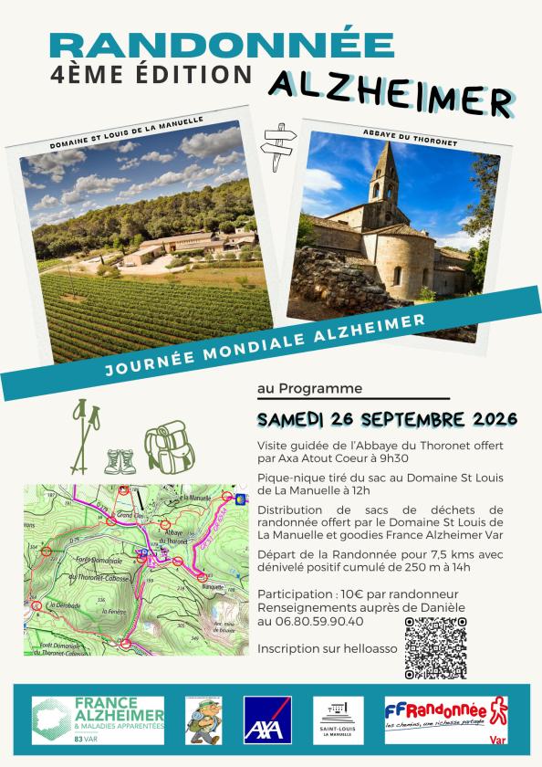 sortie à LE THORONET, Var. 9ᵉ RANDONNÉE ALZHEIMER AU DOMAINE SAINT LOUIS LA M Sortir à LE THORONET(Var). LE THORONET.