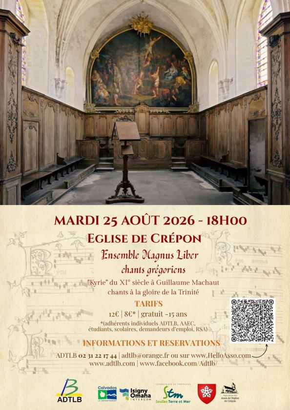 sortie à CREPON, Calvados. CONCERT DE CHANTS GRÉGORIENS PAR MAGNUS LIBER Sortir à CREPON(Calvados). CREPON.