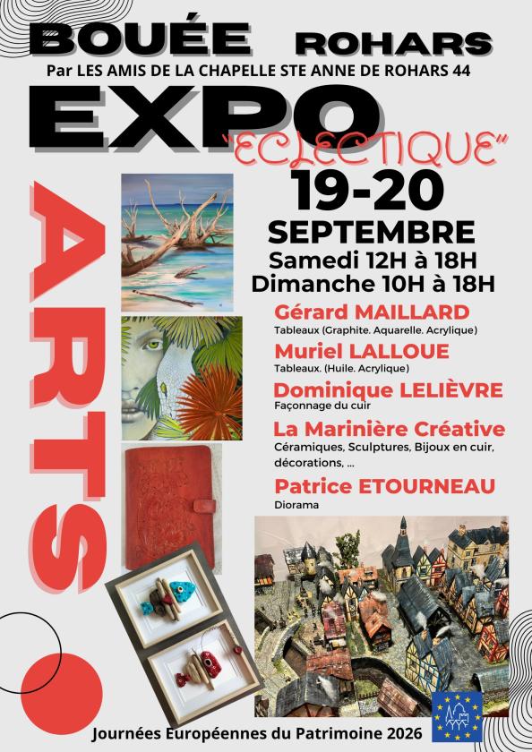 sortie à BOUEE, Loire Atlantique. EXPOSITION COLLECTIVE « ÉCLECTIQUE » ARTISANS D'AR Sortir à BOUEE(Loire Atlantique). BOUEE.