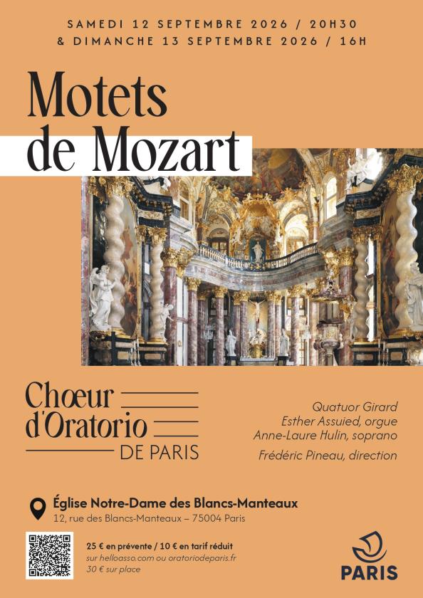 sortie à PARIS, Paris. MOTETS DE MOZART Sortir à PARIS(Paris). PARIS.