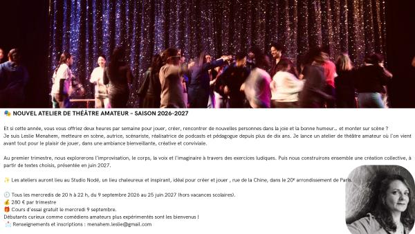 sortie à PARIS, Paris. NOUVEAU ATELIER THEATRE AMATEUR CREATIF Sortir à PARIS(Paris). PARIS.