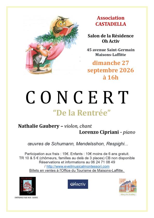 sortie à MAISONS LAFFITTE, Yvelines. CONCERT DE LA RENTRÉE À MAISONS-LAFFITTE Sortir à MAISONS LAFFITTE(Yvelines). MAISONS LAFFITTE.
