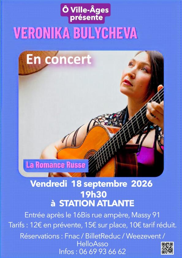 sortie à MASSY, Essonne. VERONIKA BULYCHEVA EN CONCERT : « LA ROMANCE RUSSE Sortir à MASSY(Essonne). MASSY.