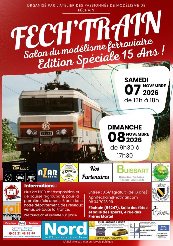 sortie à FECHAIN, Nord. FECH'TRAIN ÉDITION SPÉCIALE 15 ANS Sortir à FECHAIN(Nord). FECHAIN.